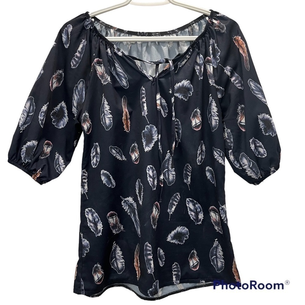 Navy feather satin feel top size medium